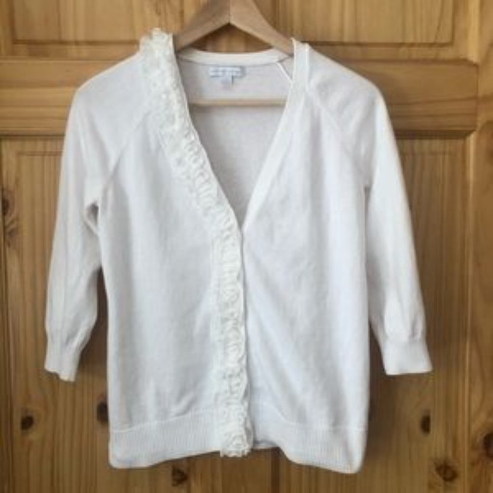 NEW York & Company ruffle trim cardigan size S